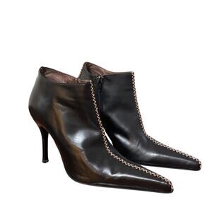 Paloma Barcelo Black Leather Stiletto US 10 40 Zip Stitched Made in Spain NWB